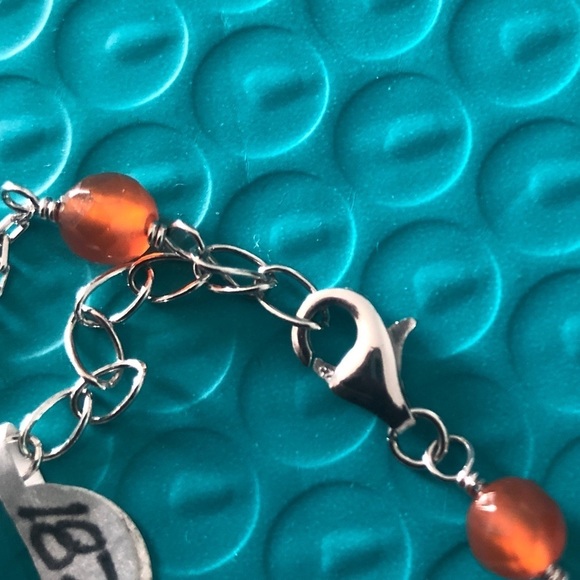 Sterling Silver Carnelian Agate Necklace and Earrings Set - Picture 4 of 7